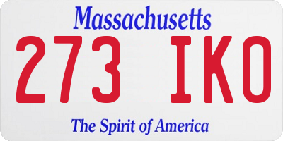 MA license plate 273IK0