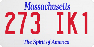 MA license plate 273IK1