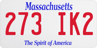 MA license plate 273IK2