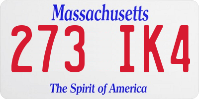 MA license plate 273IK4