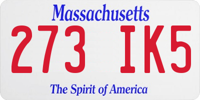 MA license plate 273IK5