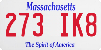 MA license plate 273IK8