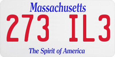 MA license plate 273IL3