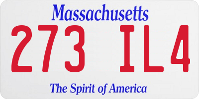 MA license plate 273IL4