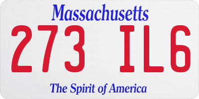 MA license plate 273IL6