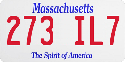 MA license plate 273IL7