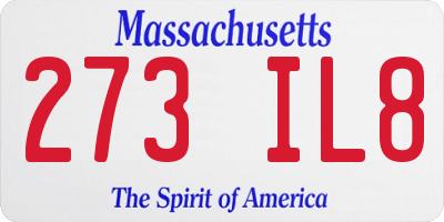 MA license plate 273IL8