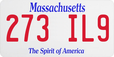 MA license plate 273IL9