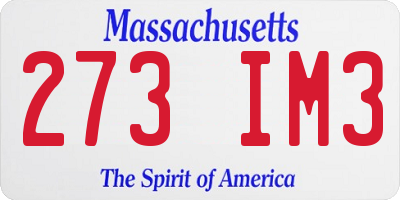 MA license plate 273IM3