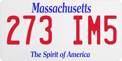 MA license plate 273IM5