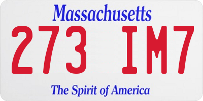 MA license plate 273IM7