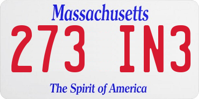 MA license plate 273IN3