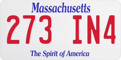 MA license plate 273IN4