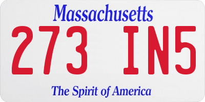 MA license plate 273IN5