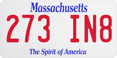 MA license plate 273IN8
