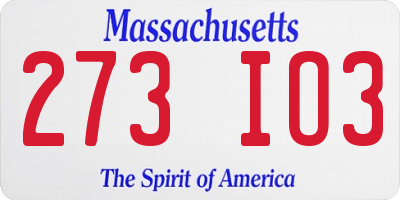 MA license plate 273IO3