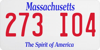 MA license plate 273IO4