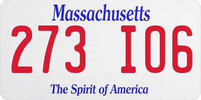 MA license plate 273IO6