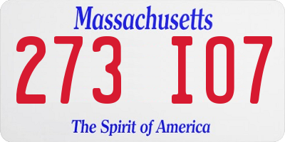 MA license plate 273IO7