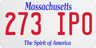 MA license plate 273IP0