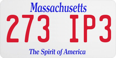 MA license plate 273IP3