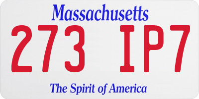MA license plate 273IP7