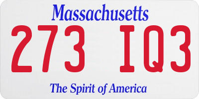 MA license plate 273IQ3
