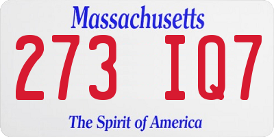 MA license plate 273IQ7