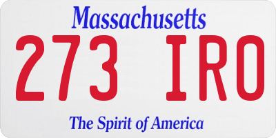 MA license plate 273IR0