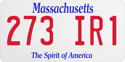 MA license plate 273IR1