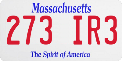 MA license plate 273IR3