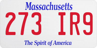 MA license plate 273IR9