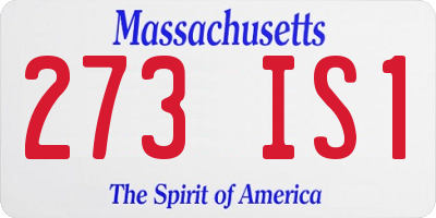 MA license plate 273IS1