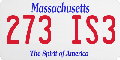MA license plate 273IS3