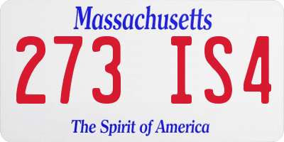 MA license plate 273IS4