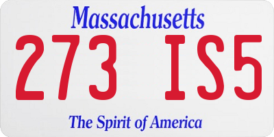 MA license plate 273IS5
