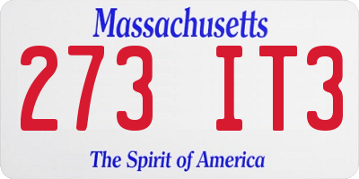 MA license plate 273IT3