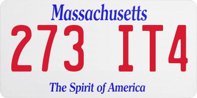 MA license plate 273IT4