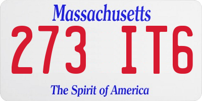 MA license plate 273IT6