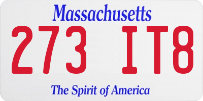 MA license plate 273IT8