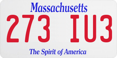 MA license plate 273IU3