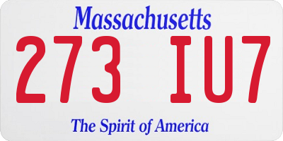MA license plate 273IU7