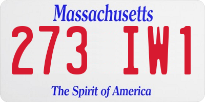 MA license plate 273IW1