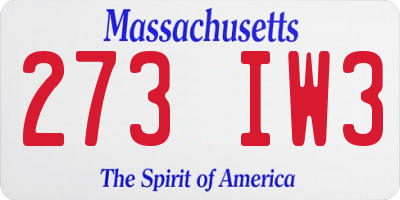 MA license plate 273IW3