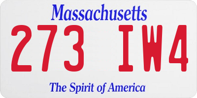 MA license plate 273IW4