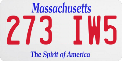 MA license plate 273IW5