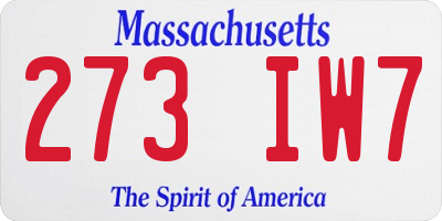 MA license plate 273IW7