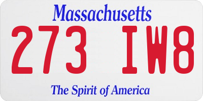 MA license plate 273IW8