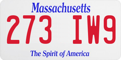 MA license plate 273IW9