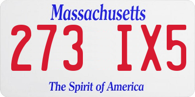 MA license plate 273IX5